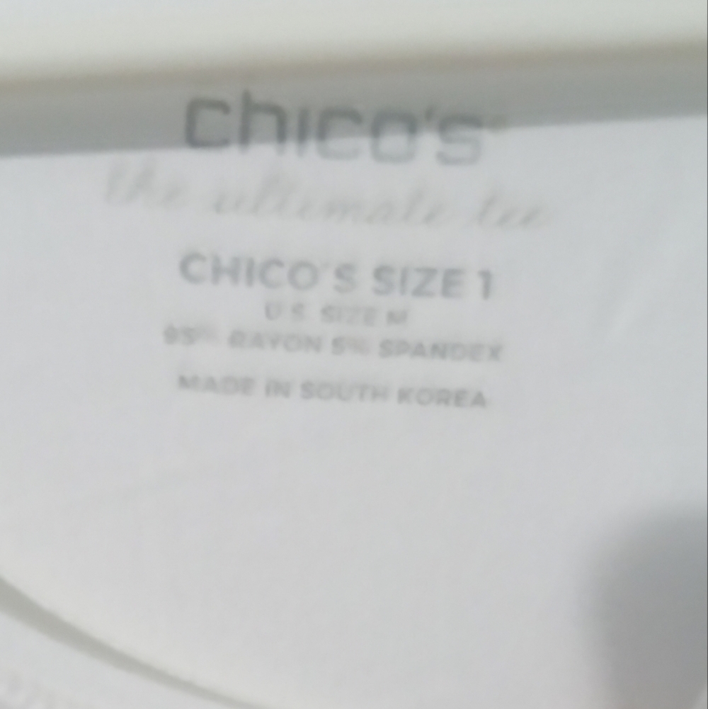 Chico's White and Gold Long Sleeve Tee - Picture 3 of 4